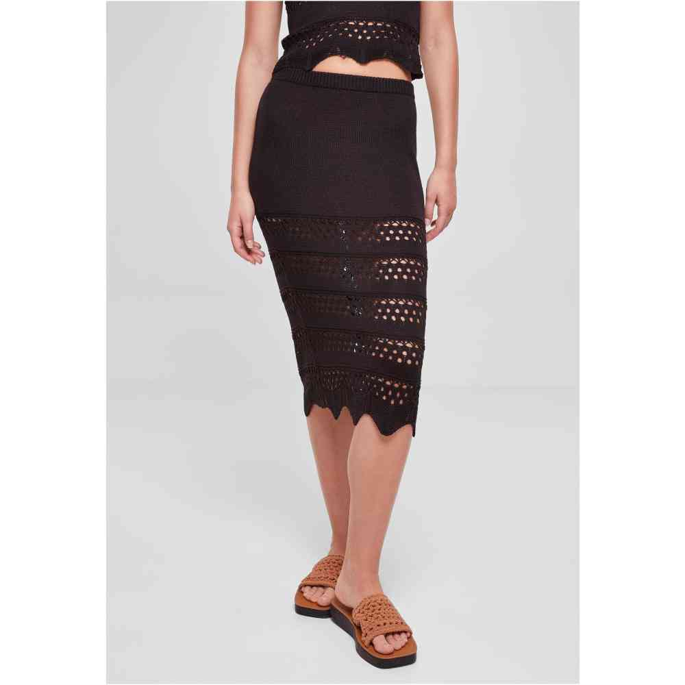 Urban Classics - 3/4 Crochet Knit Rok - Zwart